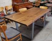 Custom Live Edge Table with Inverted Industrial Steel Legs.