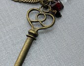 Clearance Large Vintage Style Key Brass Charm Necklace