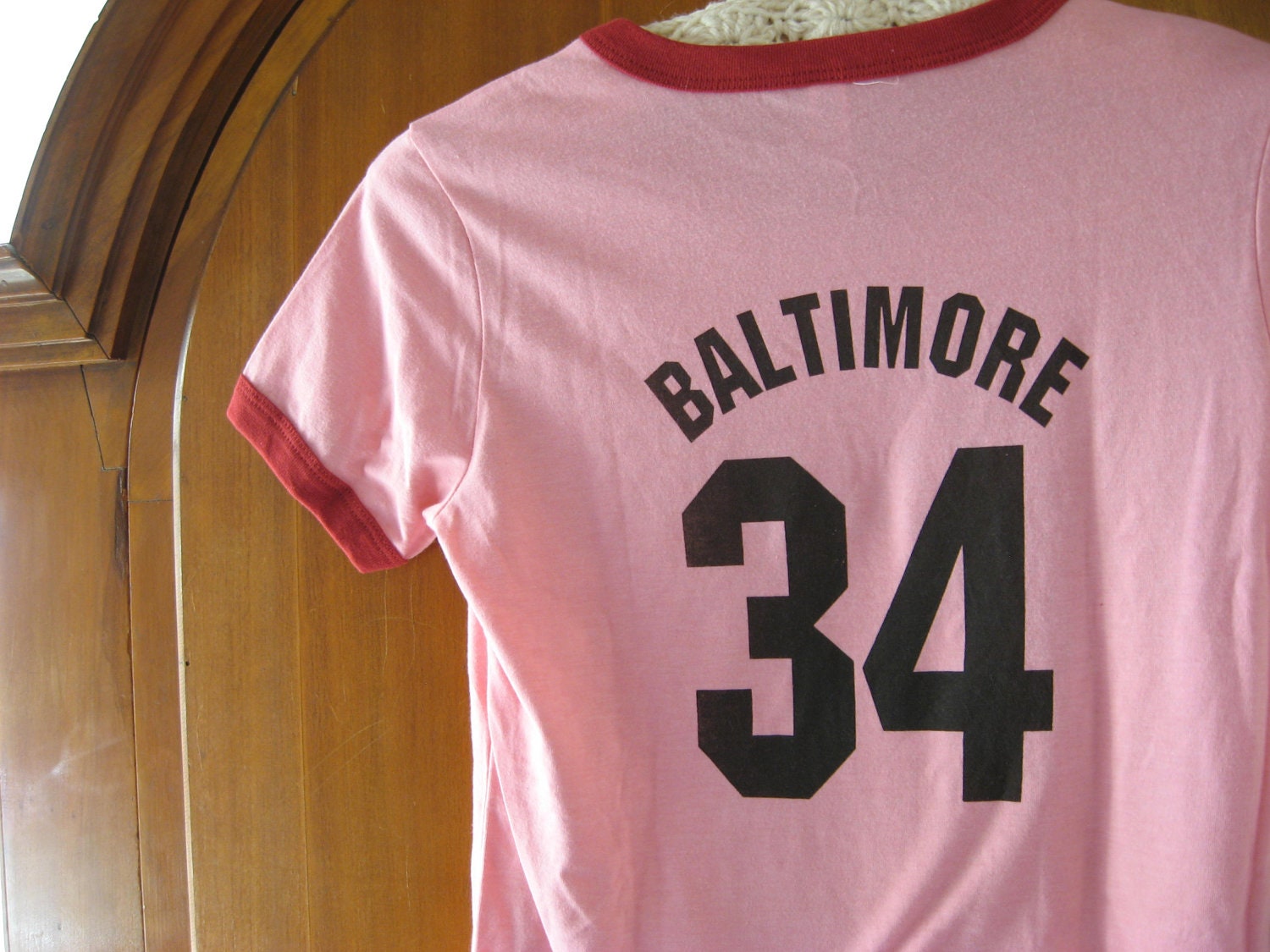 West Philly Baltimore 34 Tee - Womens Ringer in Blue or Pink