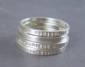 Slender stacking ring in sterling silver with one-sided inscription - 2mm wide