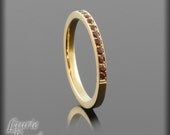 Genuine Garnet 14kt Yellow Gold Plated Sterling Silver Mothers Ring with Milgrain - January Birthstone - LS2398