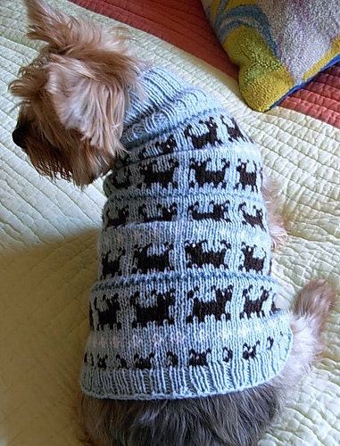 PUPPIES ON PARADE Original Fair Isle Dog Sweater -- Custom -- Hand Knit -- All Sizes
