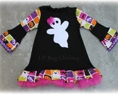 Halloween Ghost Tulle Dress Custom Boutique Clothing Black Comfy Knit Dress Girl