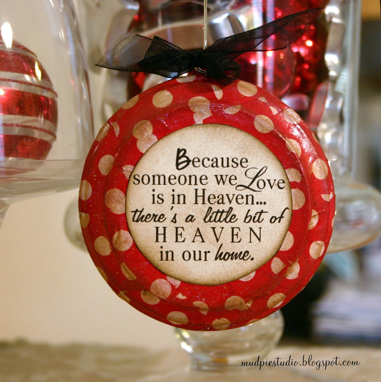 Red and Cream Polkadot Christmas Ornament
