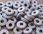 GRAY  25 Greek Ceramic Beads 8mm Round Washer Disk