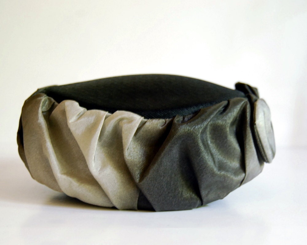 Vintage Pillbox Hat Gray Ombre Mid Century Fashion 1950s