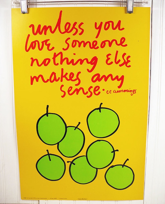 Vintage Motivational Poster - ee cummings Love Quote - Illustration by Patricia Ellen Ricci