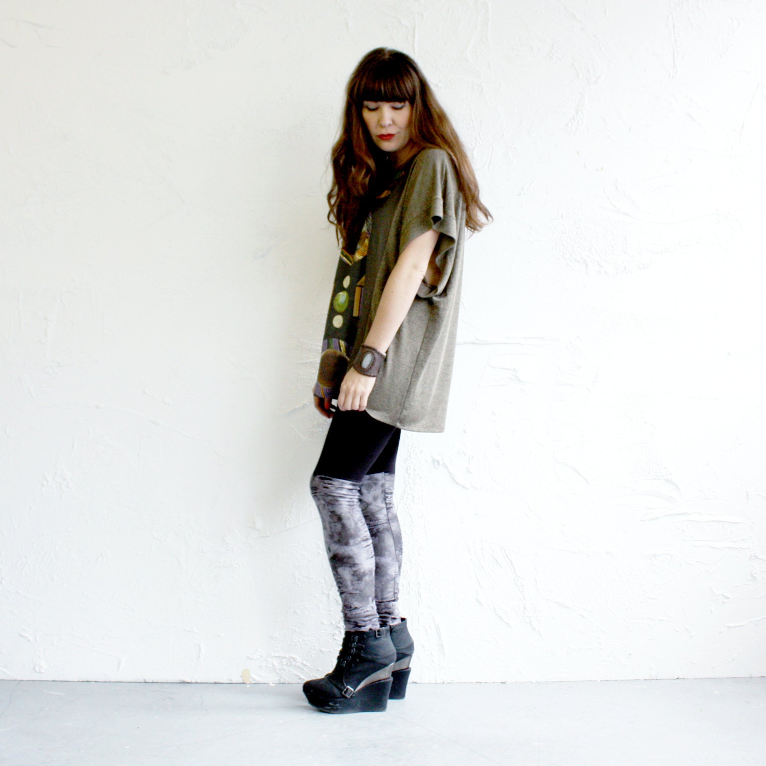 Bike Short Leggings - Distressed Jersey Faux Over the Knee layers - XS, S, M or L