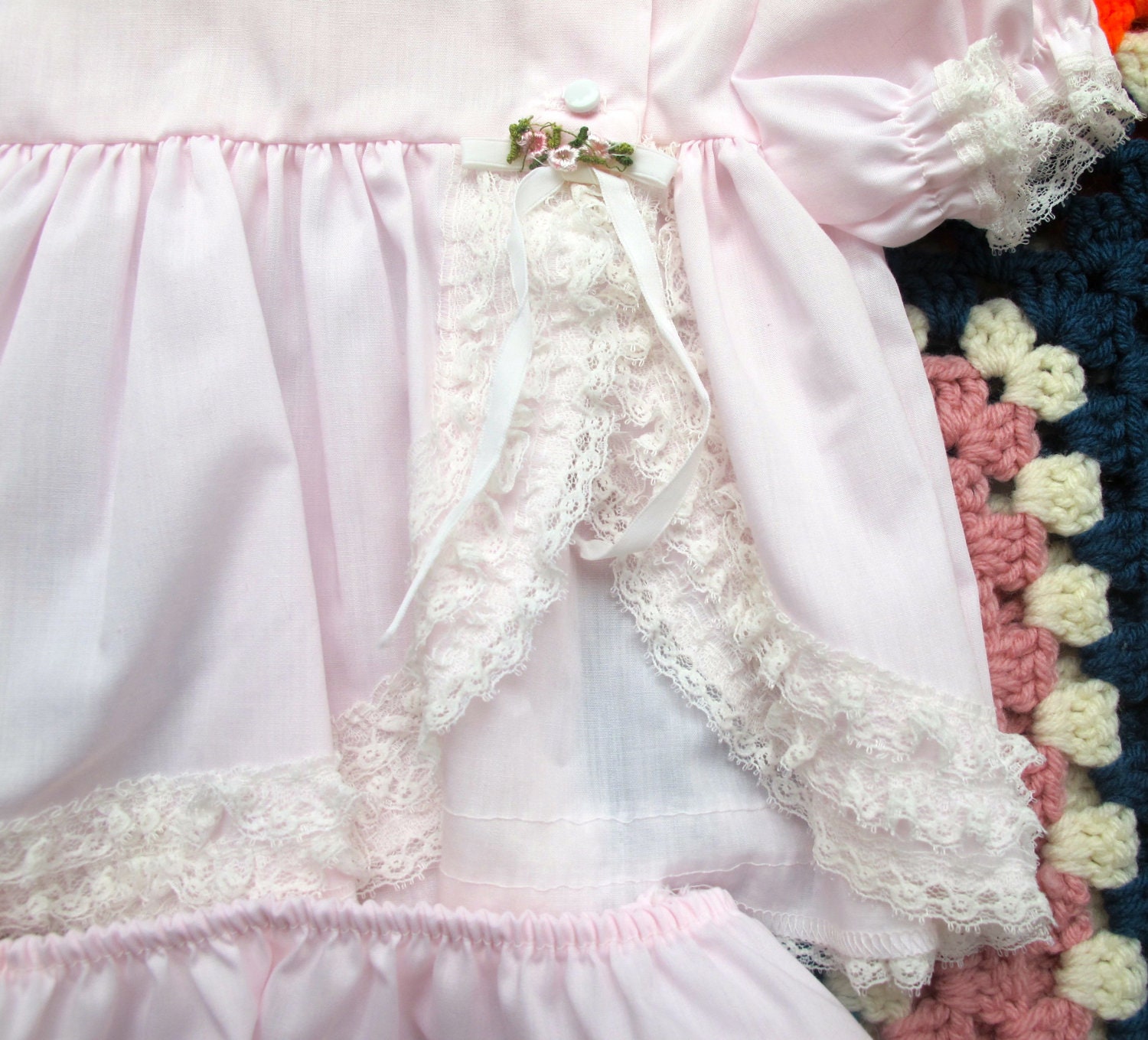 PInk 70s Dress and Diaper Cover 6-9 Months
