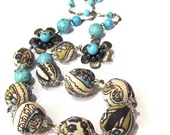 Fabric Necklace "BOLD" handmade beaded jewelry