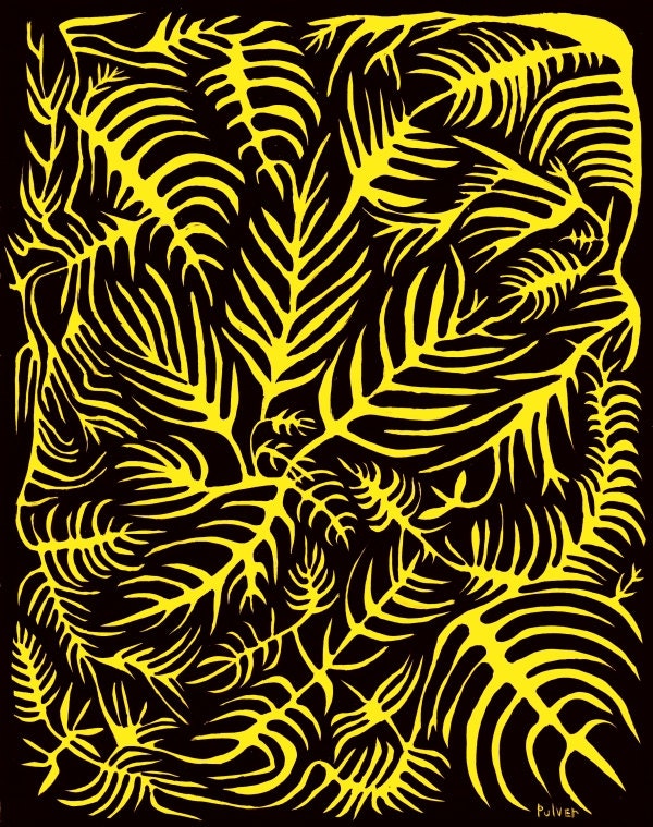 Yellow and Black Leaves Art Print - Organic Botany Wall Decor - 1 in Series of 3