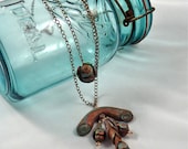 Polymer Clay Wearable Art Necklace in Copper and Turquoise