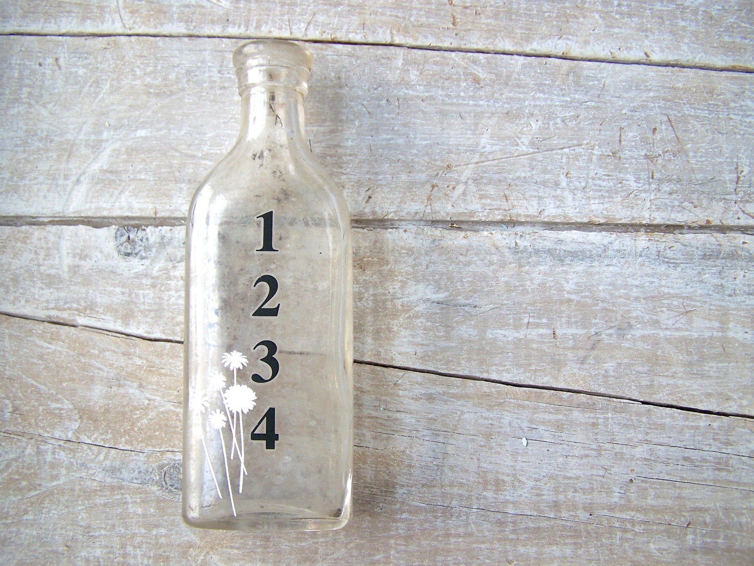 Industrial Home Decor // Vintage Number 1 2 3 4  //  Mini Apothecary Bottle // Vintage Bottle // Shabby Chic Glass Vase // Cottage