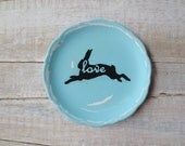Blue // Woodland Wedding Gift // Love Sign // Rabbit Silhouette // Animal Silhouette // Weathered Sign // LOVE DECOR