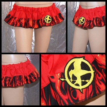 Hunger Games Girl On Fire Katniss Flames Micro Mini Skirt All Sizes MTCoffinz