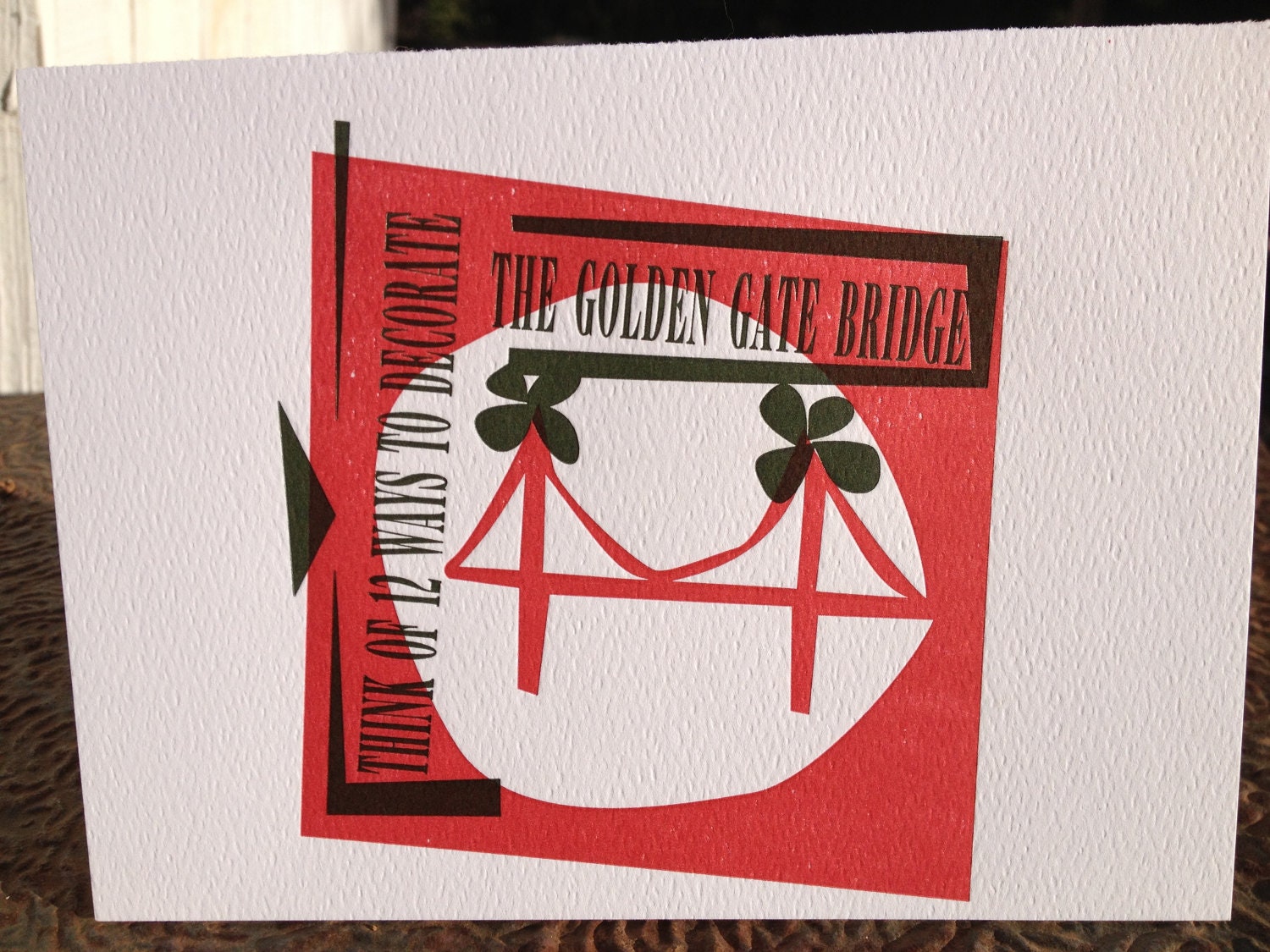 Letterpress Xmas Card - Decorate the Golden Gate Bridge