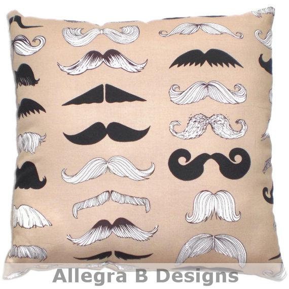 Mustache Pillow Hipster Handlebars Trendy Moustache Home Decor