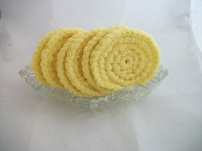 Set of Six Yellow Dish Scrubbies