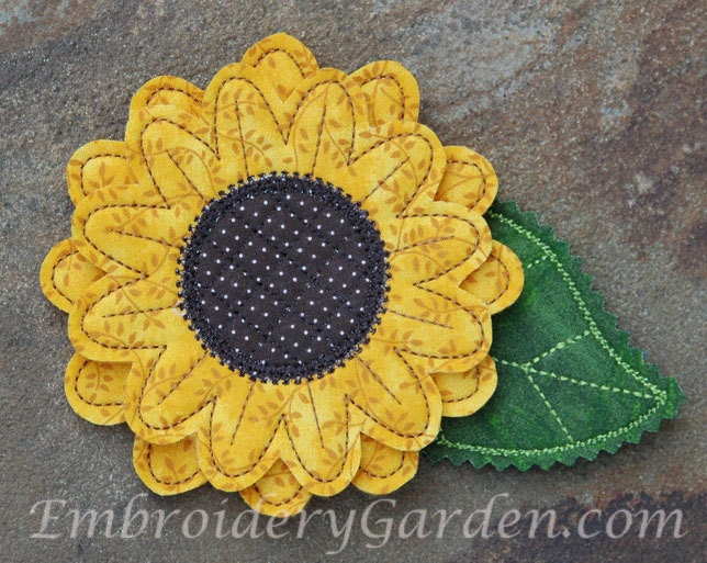 Sunflower Felt Pin Machine Embroidery Design File