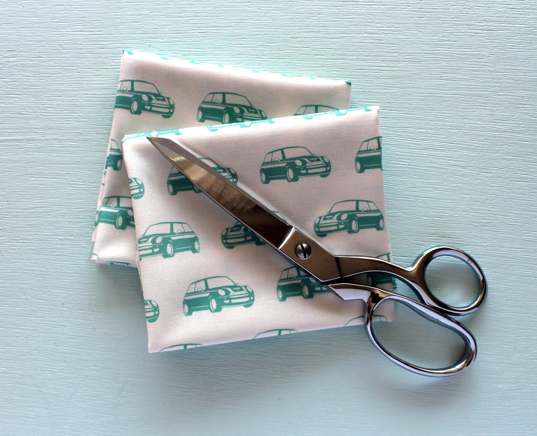 Little MINIs Fabric FQ Hand Drawn Design, Teal