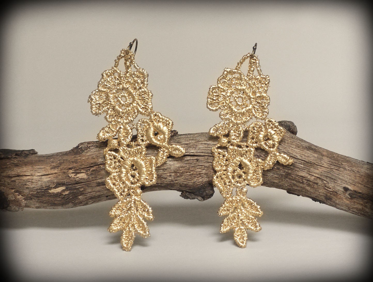 Gold Floral Lace Earrings