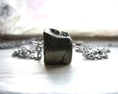 Pyrite Necklace, Pyrite Stone Necklace, Fools Gold Stone Chain Pendant Necklace, Handmade Jewelry, FREE Shipping