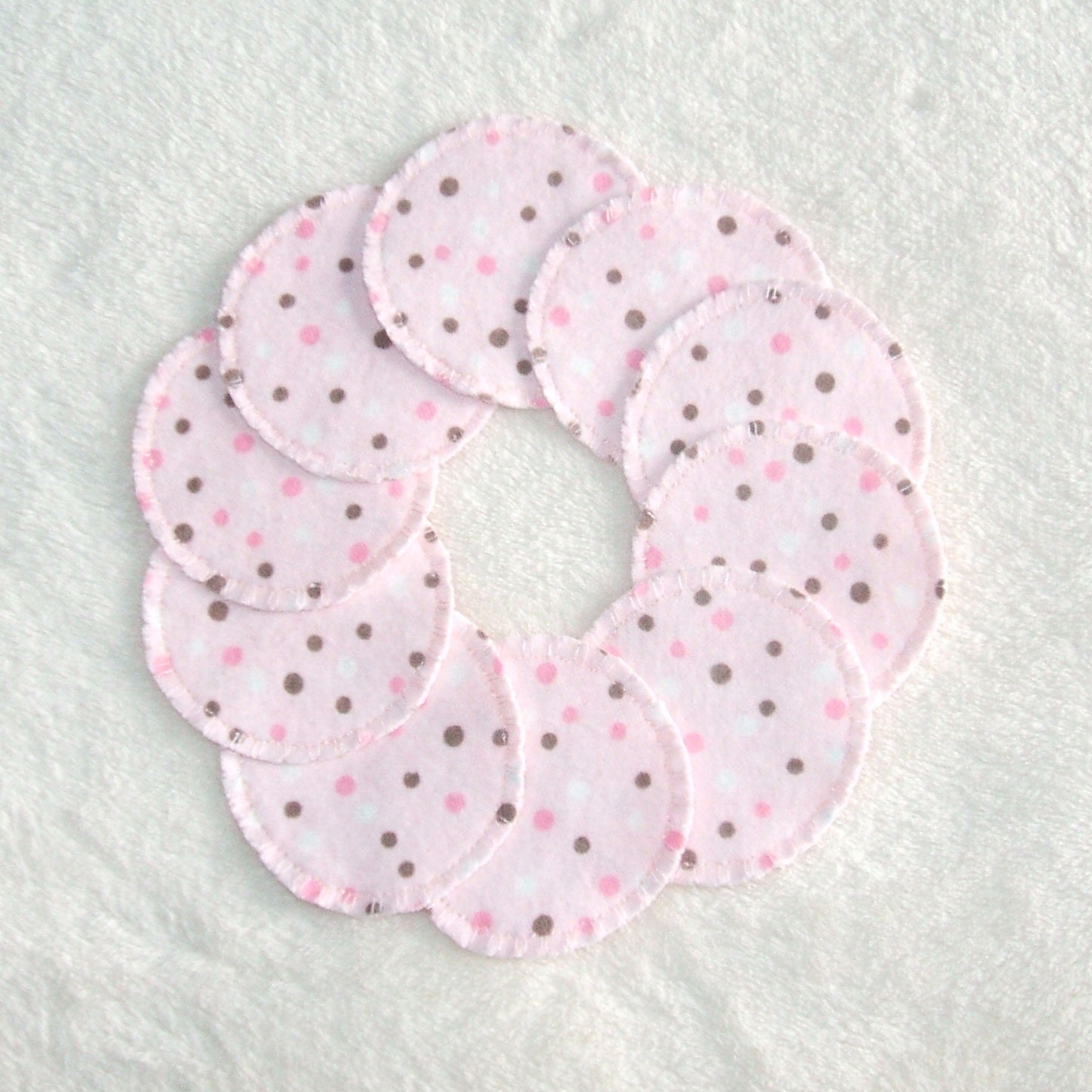 Pink Polka Dot Make-up Remover Pads Washable Reusable Cotton Rounds cosmetic