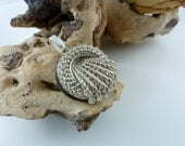 Button Pendant  Silver Cascade Made with Vintage French Button & Earring