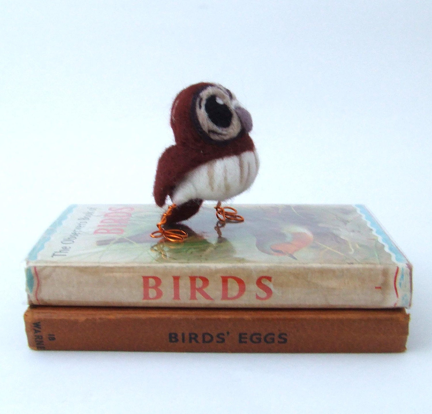 Needlefelted Tawny Owl Felt Mini Bird in Chestnut Brown