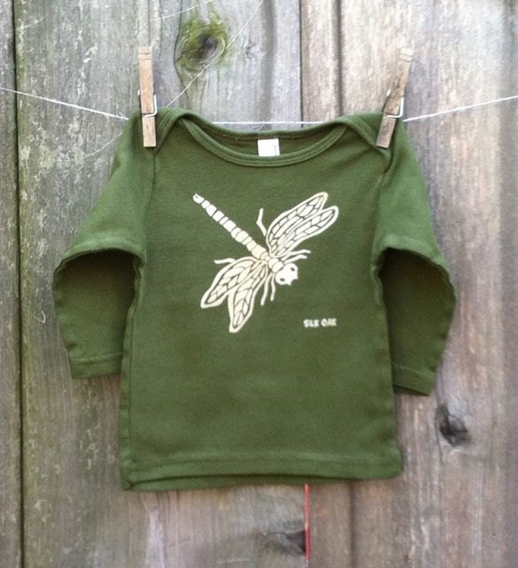 Infant Long Sleeve Olive Dragonfly Tee 3-6m, 6-12m, 12-18m, 18-24m
