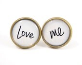 Love Me Stud Earrings - Love Earring Posts - Romantic Earrings - Love Jewelry