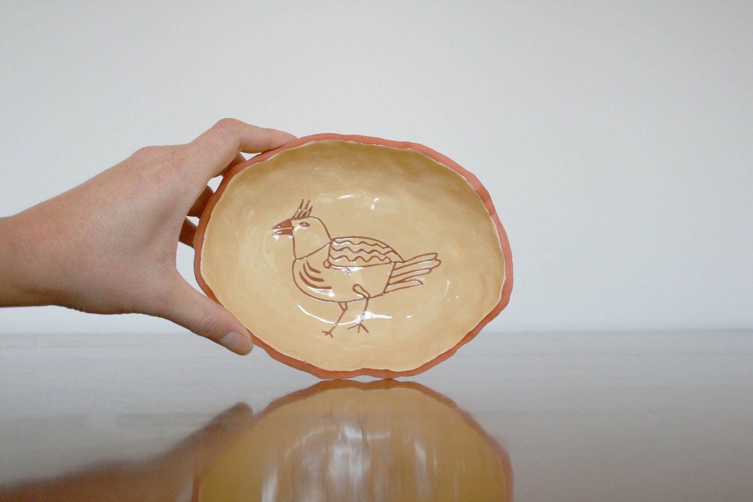 Ethnic Bird Carved Bowl