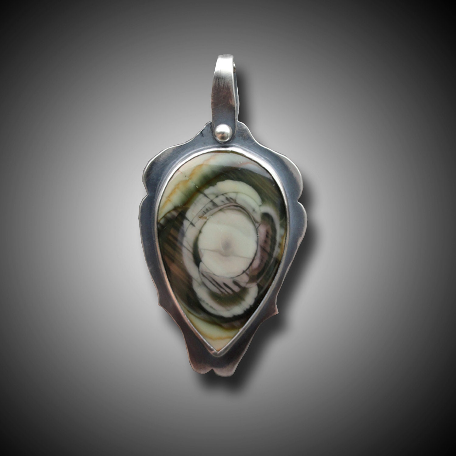 Imperial Jasper Necklace Sterling Silver Splendid Orbs Pendant