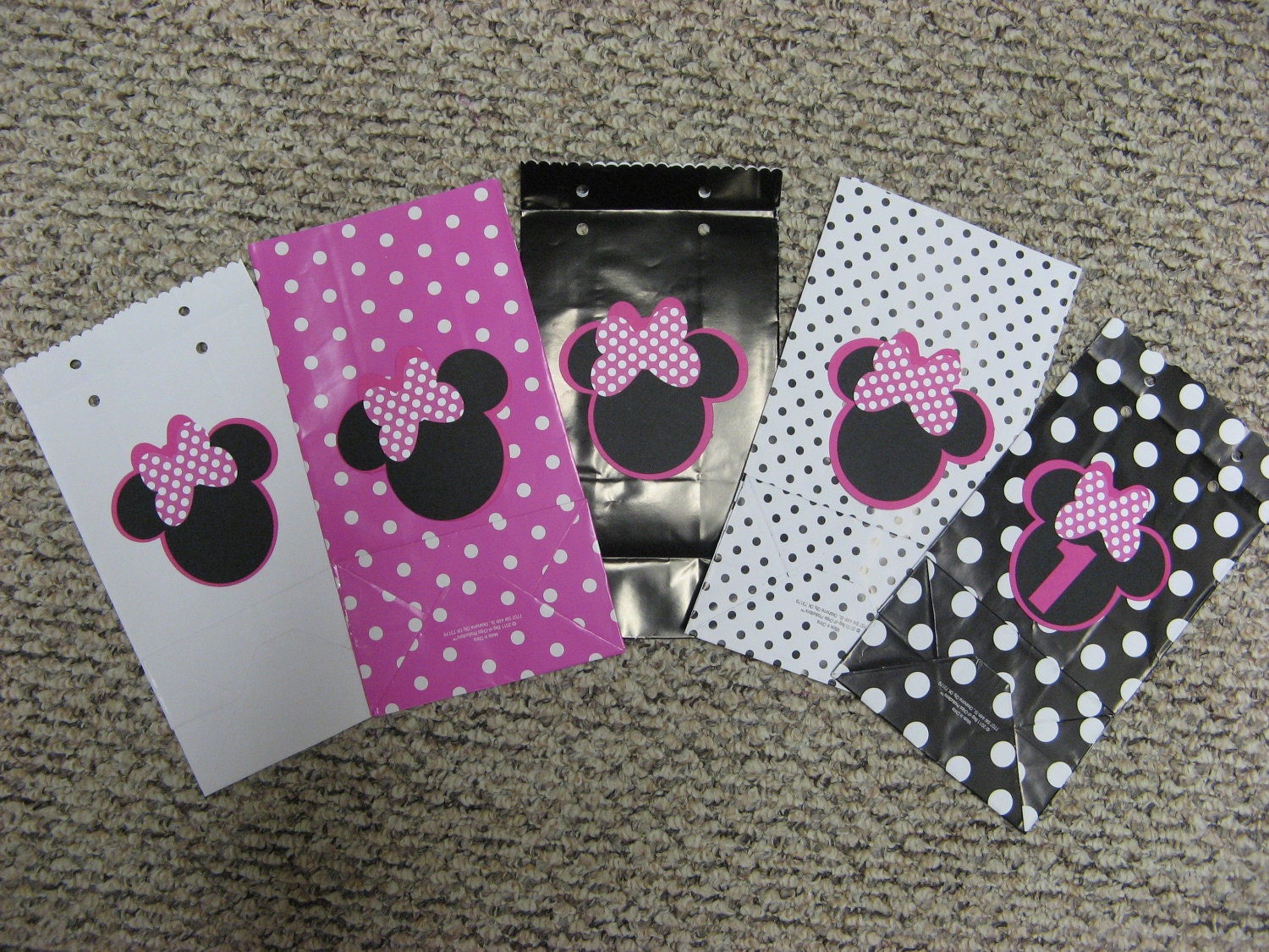 Reserved for Amie Minnie Mouse Mickey Mouse favor bags RIBBON INCLUDE