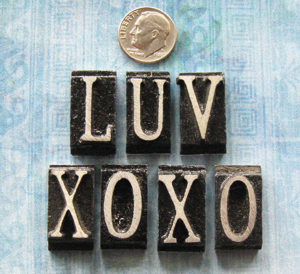 Antique Alphabet Letter Metal Sign Plates Industrial Metal DIY Jewelry Embellishment Repurpose