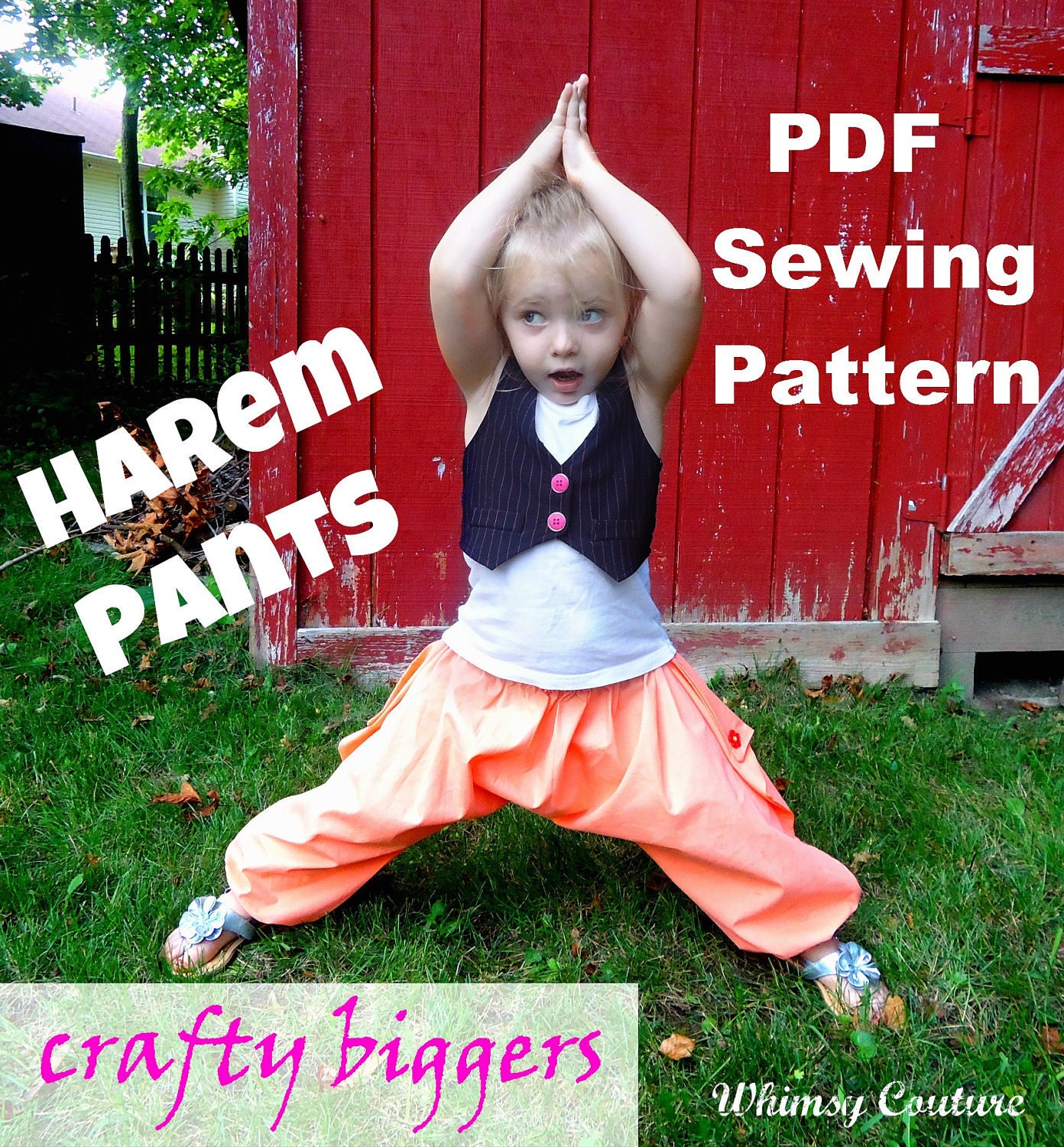 Whimsy Couture Sewing Pattern/Tutorial ebook HAREM Pants 3m through 5t PDF