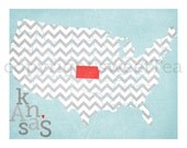 kansas. an art print on metallic paper