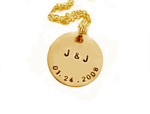 Initial Date Hand Stamped Personalized Pendant Necklace silver chain birthday wedding