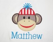 Personalized Birthday Shirt Tee for Boys - Monkey - Sock Monkey - Long Sleeve