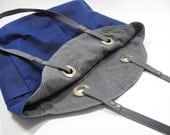 Reversible Tote Bag in Ink/Charcoal Waxed Canvas