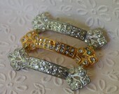 Unusual Vintage 1930s Pot Metal Rhinestone Brooches Lot of Three