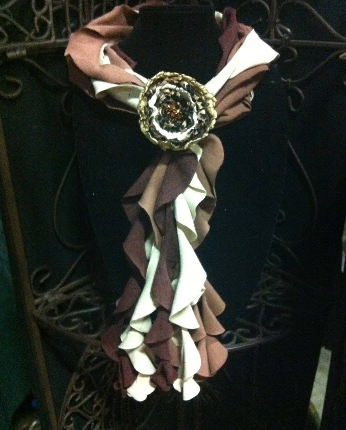 Jersey curly scarf in light brown mix