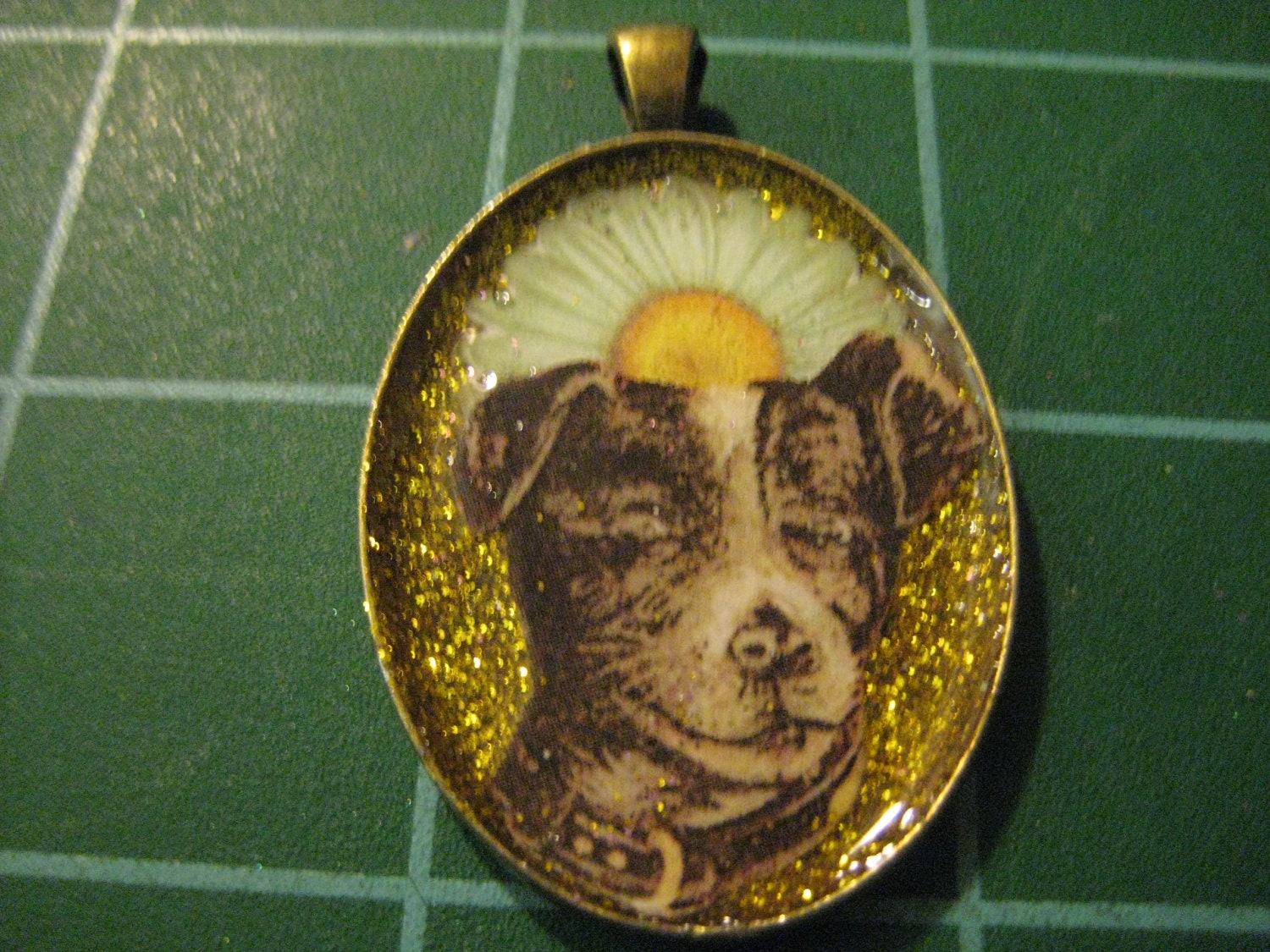Pendant Collage: Smiley Rat Terrier with a Gerbera Daisy Halo, Jack Russell, Parsons Russell, Toy Fox Terrier