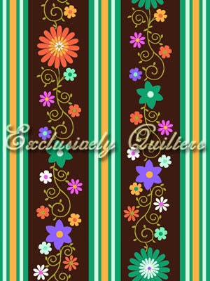 SALE Sweet Flirtations Green Border STripe Fabric 1 Yard