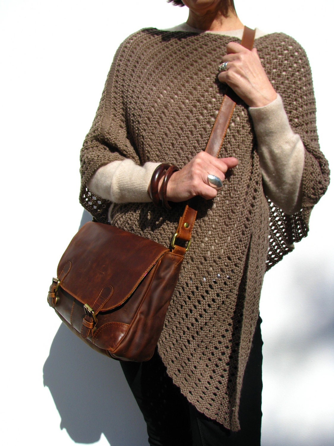 Vintage Style Brown Leather Handbag