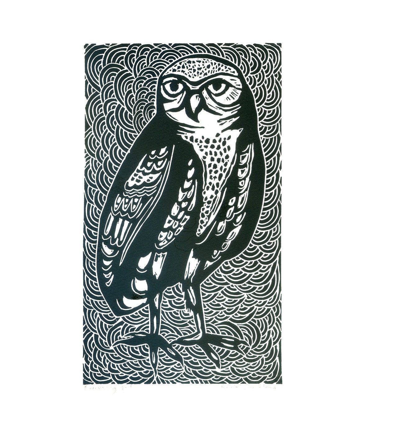 Burrowing Owl Original linocut