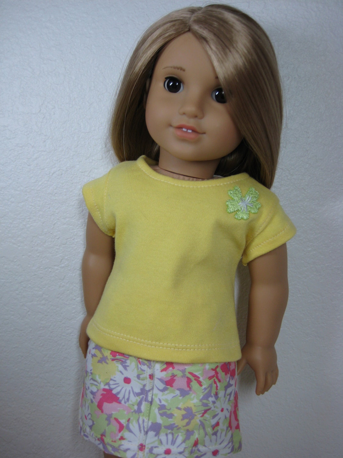 18 inch Doll Clothes American Girl Floral Skirt and Tee Outfit