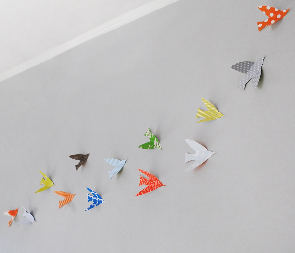 Bird Wall Art, baby room, modern nursery decor, paper birds, custom wall art, kids wall art, custom baby gift