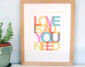 Love is All You Need, Beatles, favorite sayings, quote print, inspirational quotes, modern nursery, typography, ready to ship, 8x10