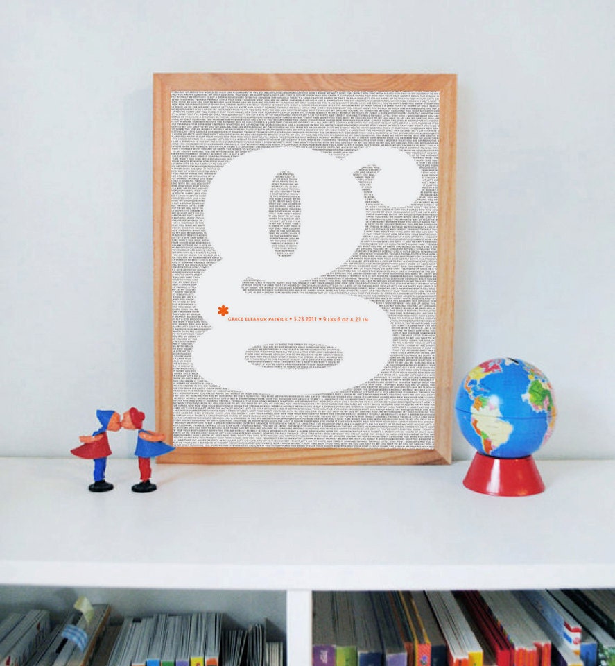 I Love Typography Print modern nursery initial wall art poster custom - 8x10